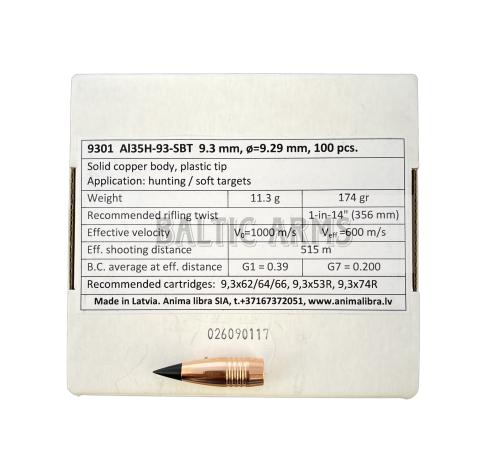 Kulkos Anima libra 9.3 cal .366" 174 gr SBT